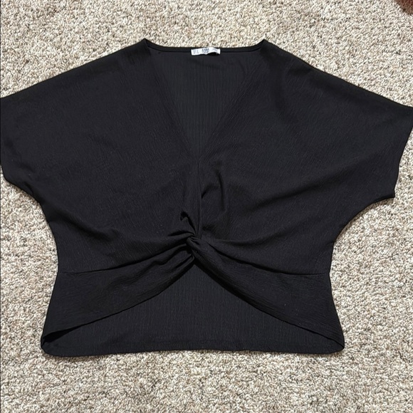 Zara Black Dolman Sleeve Twist Front Blouse - Picture 1 of 8